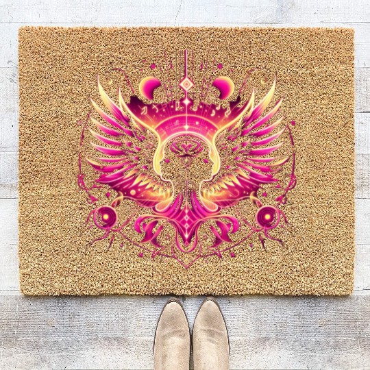 "Praise" Celestial Psychedelic Angel Coir Doormats