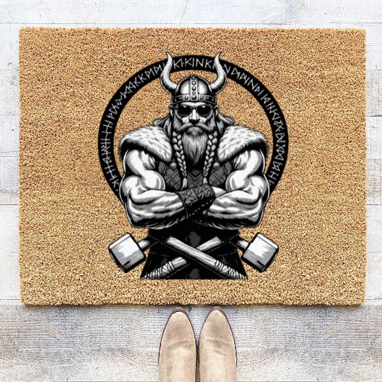 Viking Warrior Man Odin Thor Norman Walhalla Coir Doormats