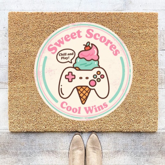 Sweet Scores Cool Wins Gamer Ice Cream Coir Doormats