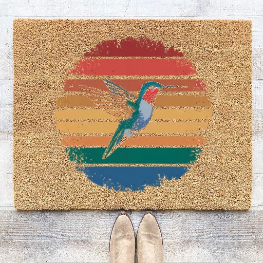Retro Vintage Hummingbird Lover Nature Gifts Coir Doormats