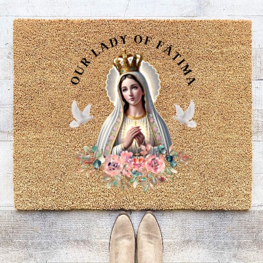 Our Lady of Fatima Mother Mary Saint Catholic Coir Doormats
