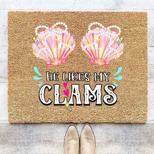 He likes my Clams couples love seashell summer Coir Doormats