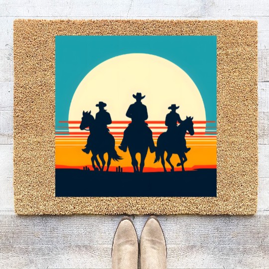 Wild West Sunset Cowboy Coir Doormats
