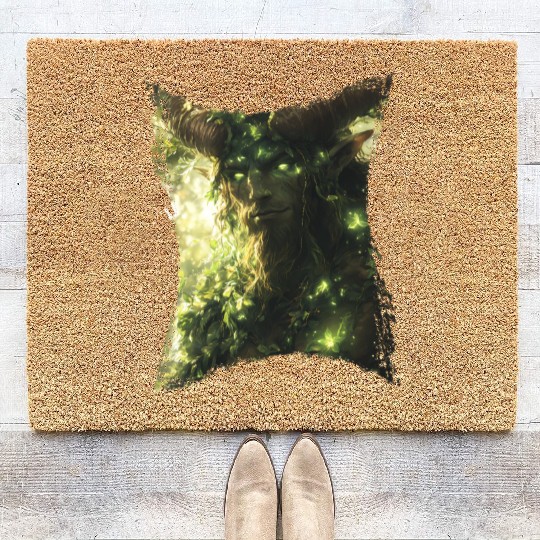 Forest Spirit with Glowing Eyes and Nature Power Coir Doormats