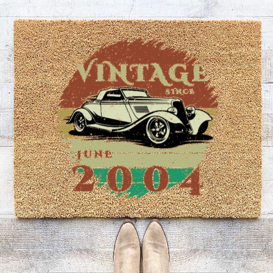 21st birthday Classic Car - Vintage since 06/2004 Coir Doormats