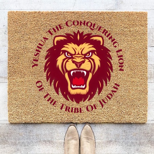 Yeshua Hamashiach the Conquering Lion of Judah Lon Coir Doormats