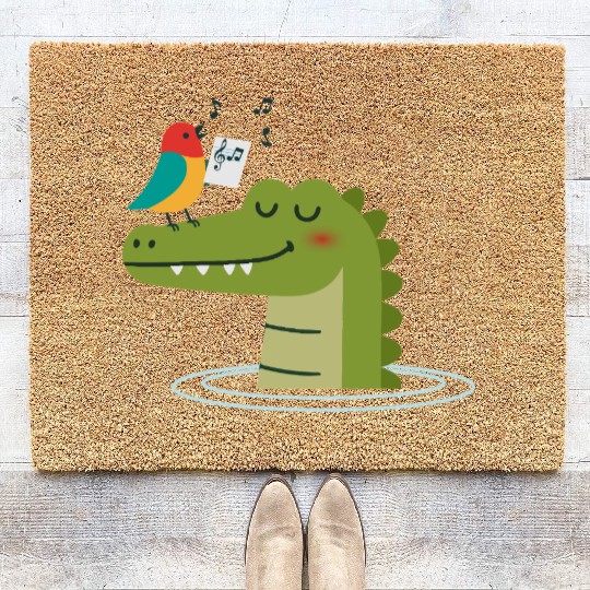Singing Bird on Crocodile – Animal Harmony Coir Doormats
