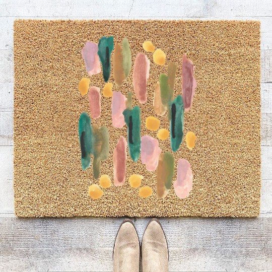 Abstract pastel watercolour painting pattern Coir Doormats
