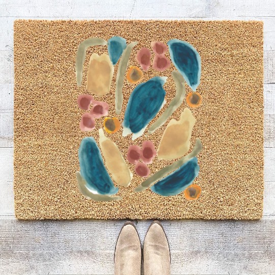 Pastel Abstract Watercolor Shapes Coir Doormats