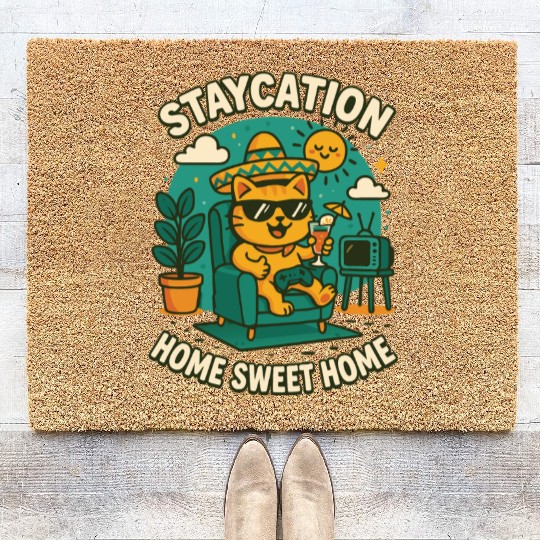 Cool cat - Holidays at home relaxation Coir Doormats