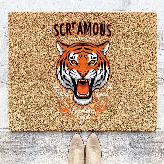 Bold, fearless, and loud tiger design Coir Doormats