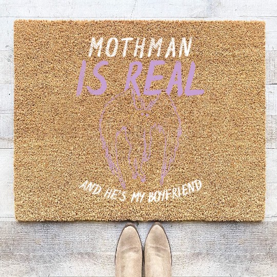 Mothman Is My Boyfriend For Cryptid Lover Coir Doormats