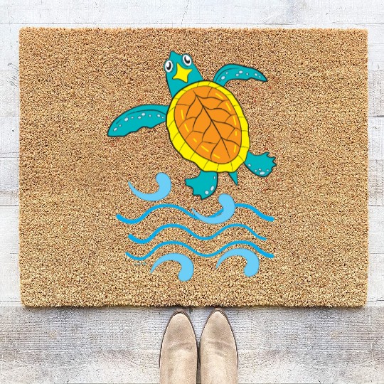 Cute Hawksbill Baby Sea Turtle Coir Doormats