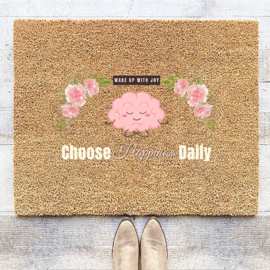 Choose Happiness Brain Design - Mental Wellness Coir Doormats