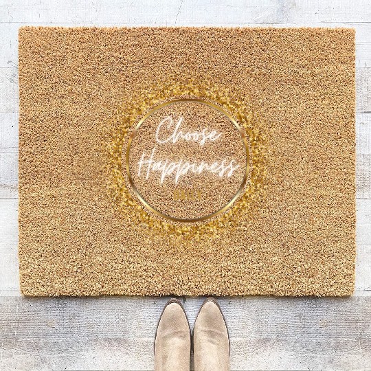 Choose Happiness Quote Design - Gold Luxury Gift Coir Doormats
