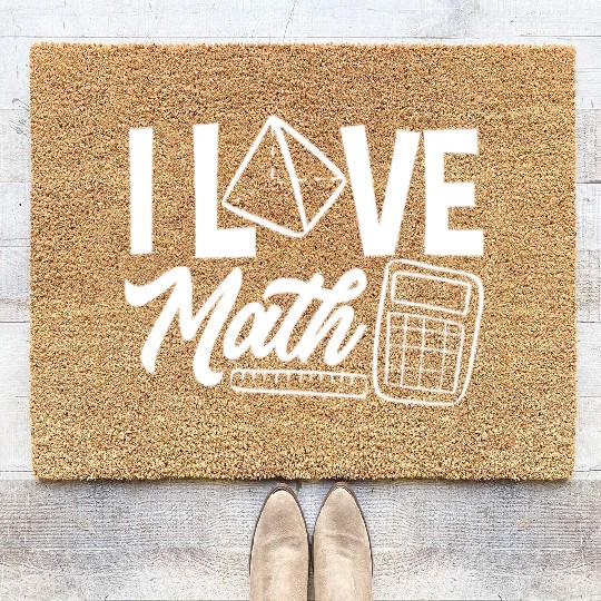 Math Teacher I Love Math Geometric Vibes Coir Doormats