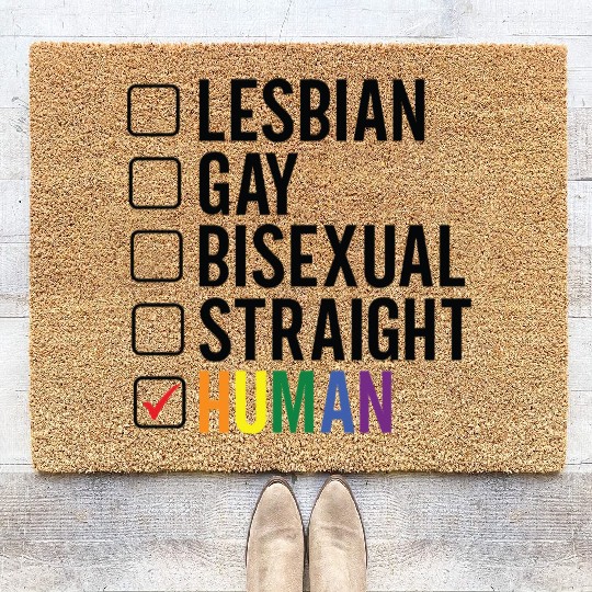 Gay Pride lesbian gay bisexual straight human Coir Doormats