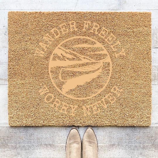 Wander Freely Worry Never Canoe On Lake Coir Doormats