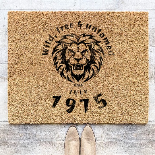 50th birthday Wild, free & untamed since 07/1975 Coir Doormats