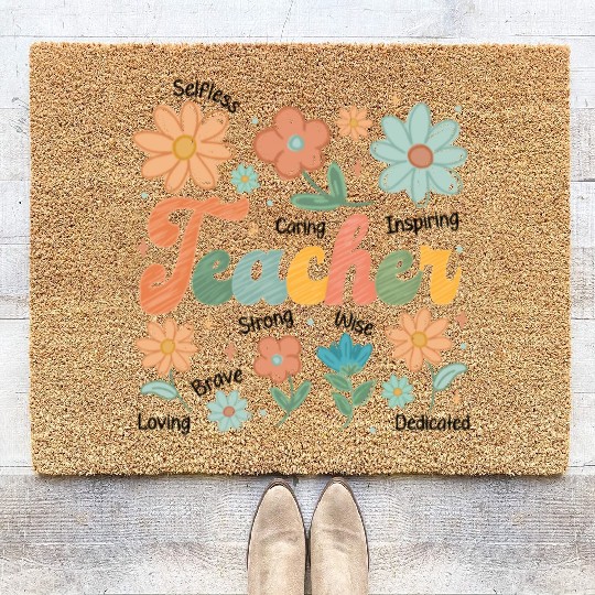 Teacher Wildflower Floral Teacher Coir Doormats