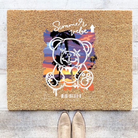Palm Tree Chill Bear Coir Doormats