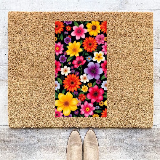 Vibrant Wildflower Garden – Colorful Floral Patter Coir Doormats