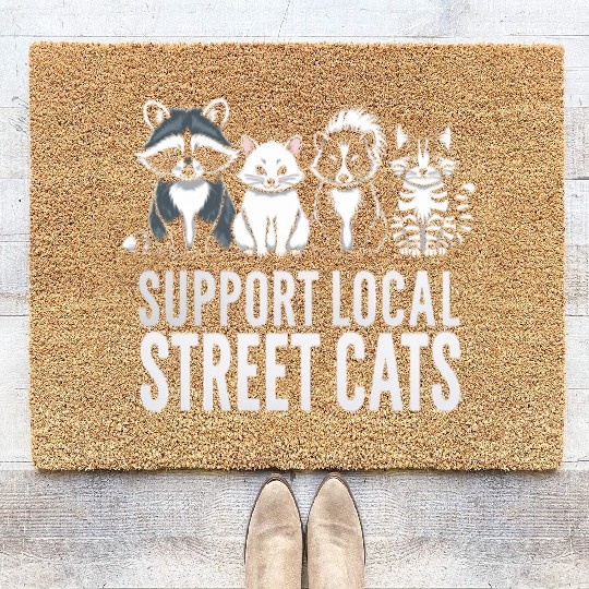 Support Local Street Cats Opossum Raccoon Coir Doormats