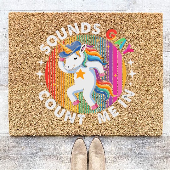 Dancing Unicorn Cowboy Hat Coir Doormats