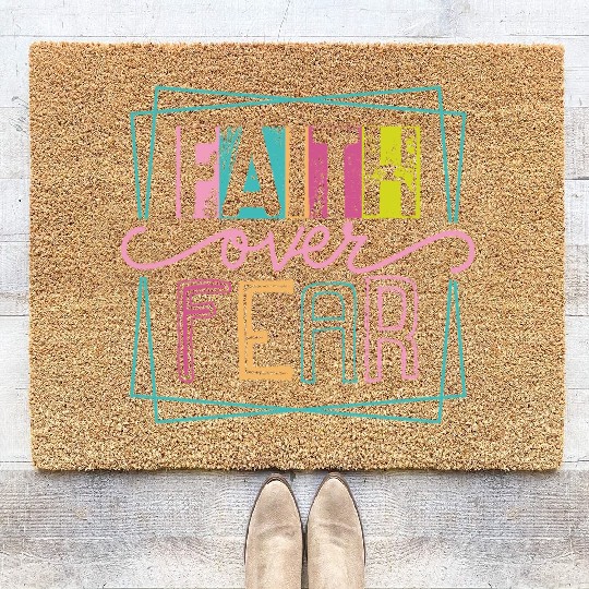 Christian Faith over Fear Coir Doormats