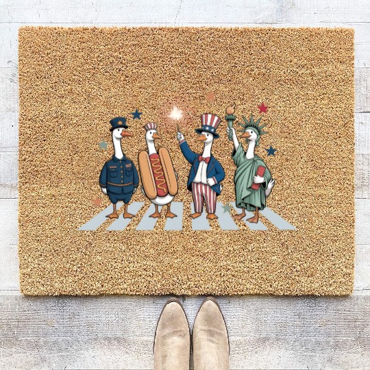 Patriotic Goose 4th of July Silly Goose Coir Doormats