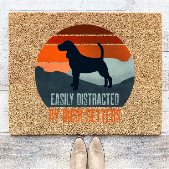 Easily Distracted By Irish Setters Dog Walking Coir Doormats