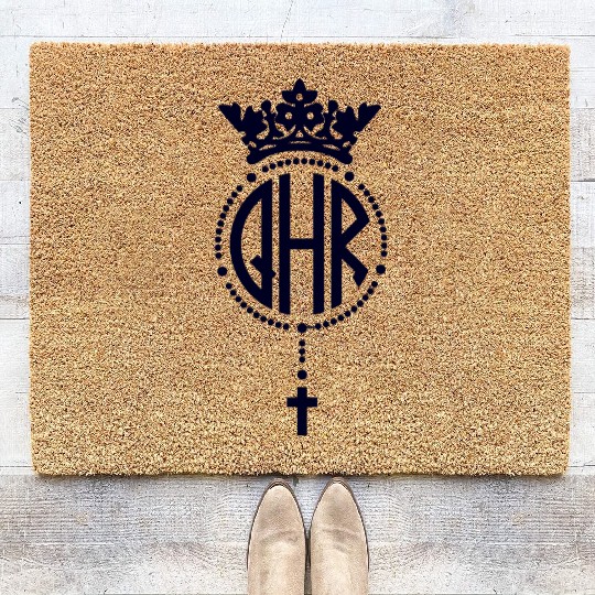 Queen of the Holy Rosary Church Logo Coir Doormats