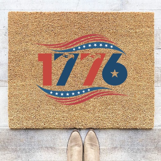 4th of july usa flag 1776 Coir Doormats