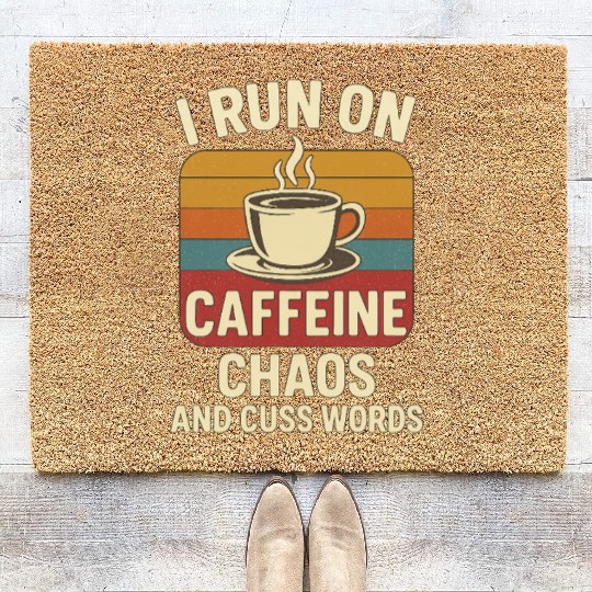 Caffeine Chaos Retro Design Coir Doormats