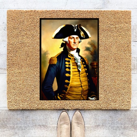 George Washington in revolutionary bttlefield a Coir Doormats