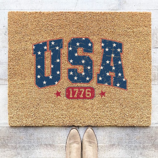 Usa 1776 Svg 4th of July Usa Varsity Coir Doormats