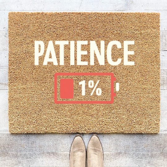 Patience: 1% Remaining – Battery of Sanity Drained Coir Doormats