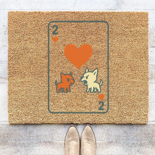 Two Angry Pups of Hearts Coir Doormats