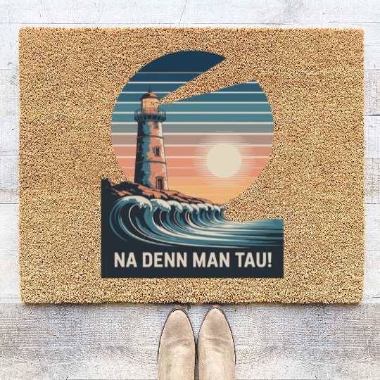 Na Denn Man Tau Lighthouse Ocean Waves Scenic Coir Doormats