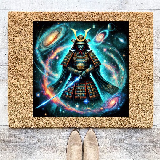 Celestial Samurai Warrior Galaxy Sword Art Coir Doormats