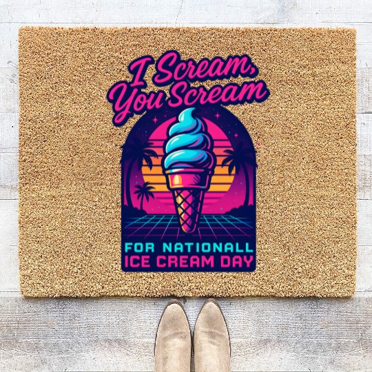 Scream, You Scream National Ice Cream Day Retro Coir Doormats
