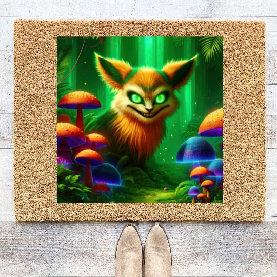 Demon Fox in Enchanted Forest – Fantasy Creature Coir Doormats
