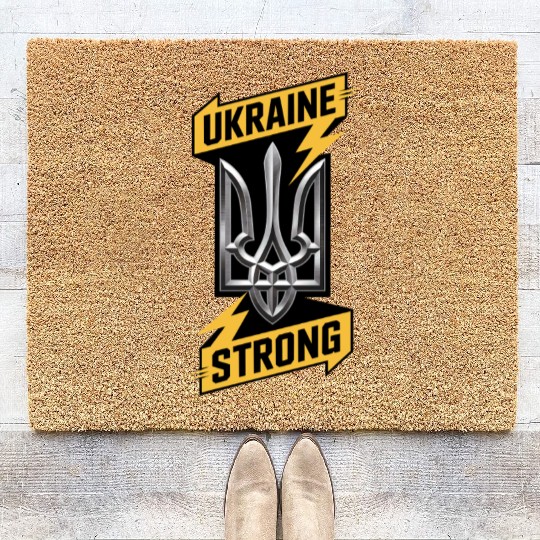 Ukraine Strong Trident Power Ukrainian Support Sym Coir Doormats