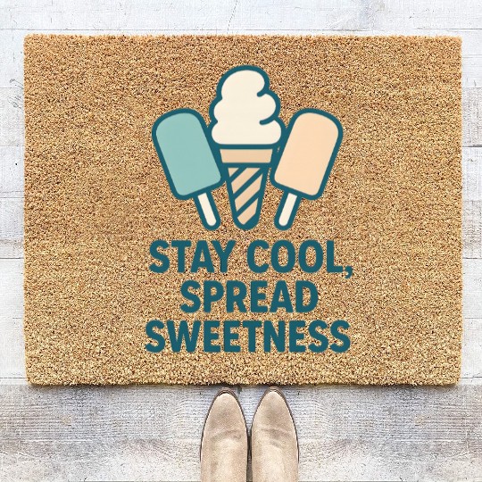 Stay Cool, Spread Sweetness Cute Ice Cream Cone Coir Doormats