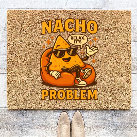 Funny Nacho Pun – Relaxed & Cheesy Vibes Coir Doormats