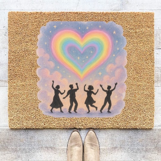 20250702 1417 Rainbow Heart Dance simple compos Coir Doormats