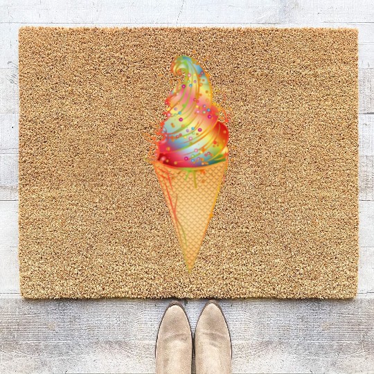 Artfully decorated ice cream in a waffle cone Coir Doormats