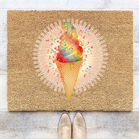 Artfully decorated ice cream in a waffle cone Coir Doormats