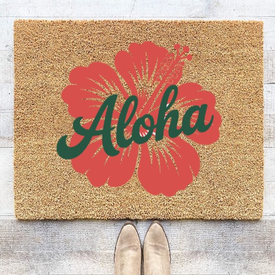 Tropical Hibiscus Aloha Coir Doormats