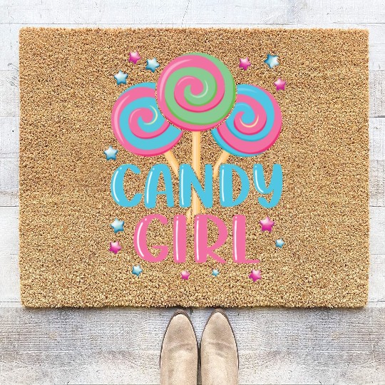 Cute Lollipop Candy Girl Design 01 Coir Doormats